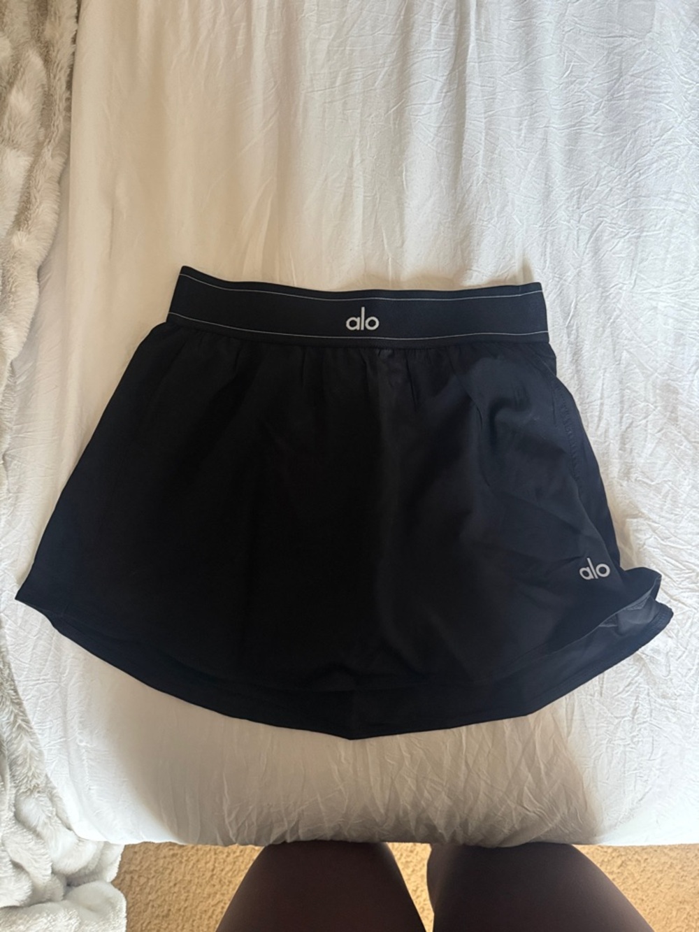 ALO Yoga Black Athletic Skort with Logo Elastic Waistband